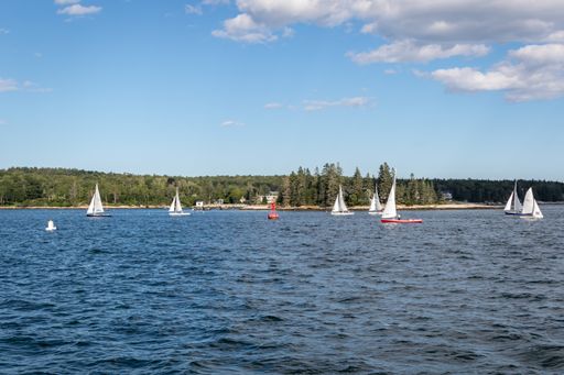 The ships sailing at the Boothbay Harbor, Maine, USA