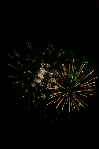 A vertical shot of the fireworks on the black background.