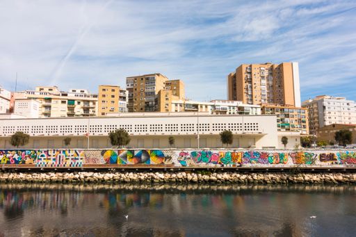 The Malaga CAC museum at Gudalmedina river, Soho district in Spain