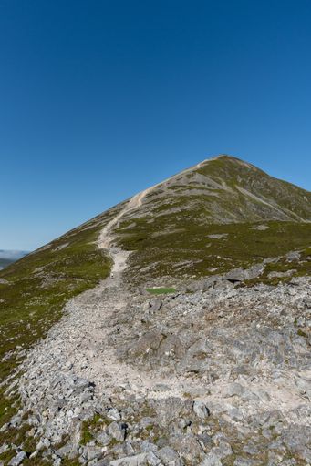 A vertical shot of the Croagh Patrick mountain in the Republic of Ireland