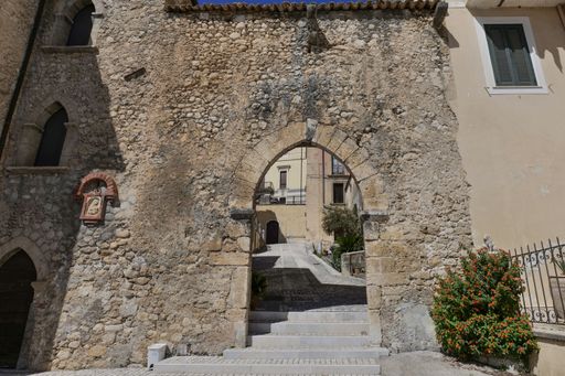 An ancient stone arch in a medieval town in the province of Frosinone.