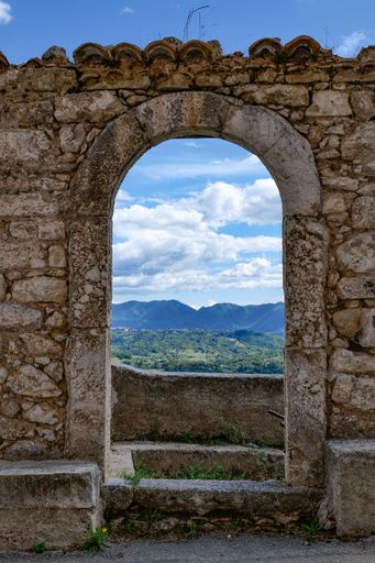 An ancient stone arch in a medieval town in the province of Frosinone.