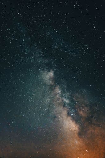 A vertical shot of the Milky Way galaxy on a starry night