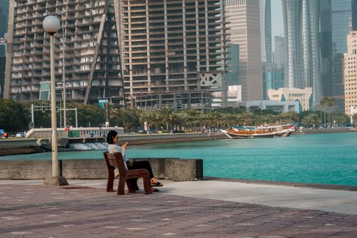 A closeup shot of a square in Doha Corniche in the capital city of Qatar