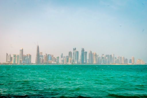 A beautiful shot of a calm sea in the Doha city background in Qatar
