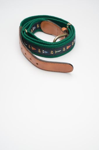 A vertical shot of a fashionable belt isolated on white