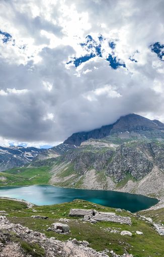 A vertical mesmerizing view from Gran Paradiso National Park in Italy