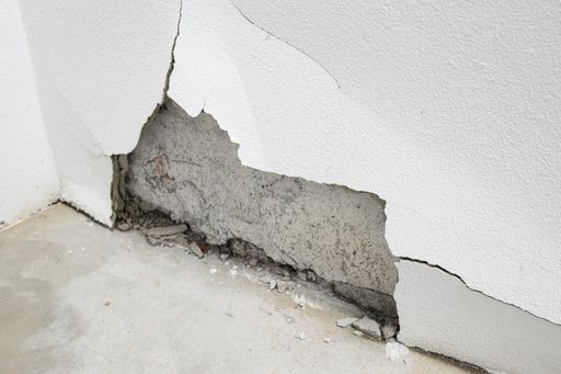 BuildingWall damaged by water leaks. Rain Water leakage
