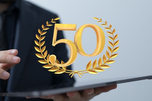 50 Anniversary 3d numbers. Poster template for Celebrating 50 anniversary event party