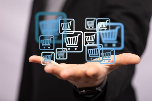 Online shopping business concept selecting shopping cart