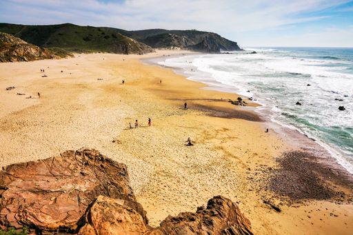 A beautiful surfer beach Praia do Amado in Algarve Costa Vicentina near Carrapateira, Portugal
