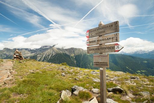 Dolomites in Italy, Michlreis Alm, mountains of the alps, landscape in Europe, hiking area,