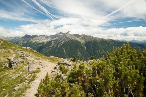 Dolomites in Italy, Michlreis Alm, mountains of the alps, landscape in Europe, hiking area,