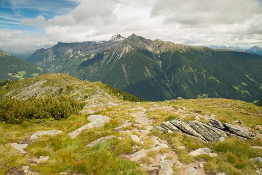 Dolomites in Italy, Michlreis Alm, mountains of the alps, landscape in Europe, hiking area,