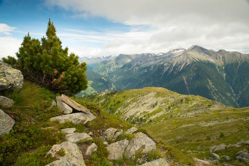 Dolomites in Italy, Michlreis Alm, mountains of the alps, landscape in Europe, hiking area,
