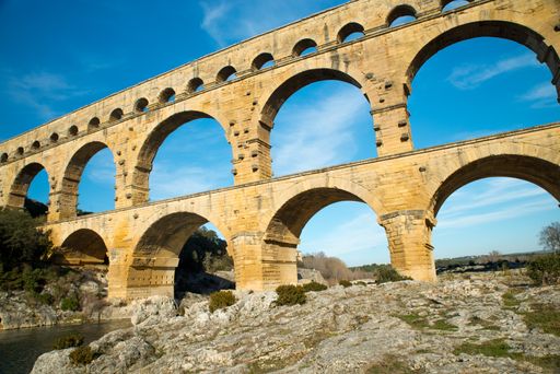 Pont du gard in France, Provence, old roman building, antike