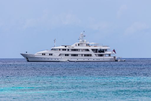 A yacht sailing on the bay of Cozumel, Quintana Roo, Mexico
