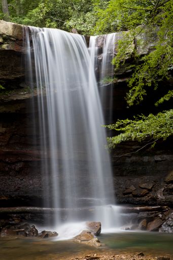 A vertical shot of Cucumber falls in Ohiopyle State Park Pennsylvania