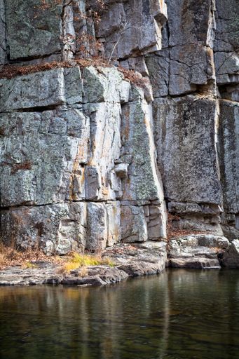 A vertical shot of rocks near the Potomac River in Pendelton County West Virginia