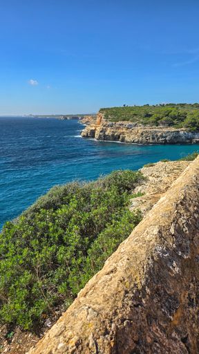 panoramic view beach Mallorca Cala Romantica Summer holidays blue sky