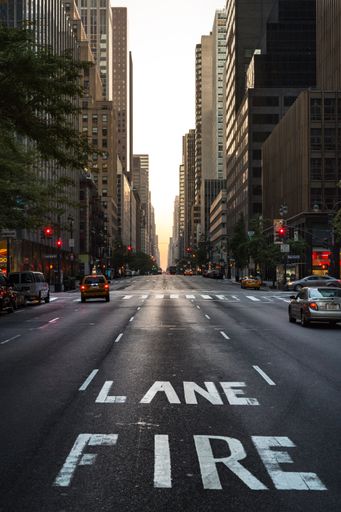 A vertical shot of the streets of Manhattan, New York City