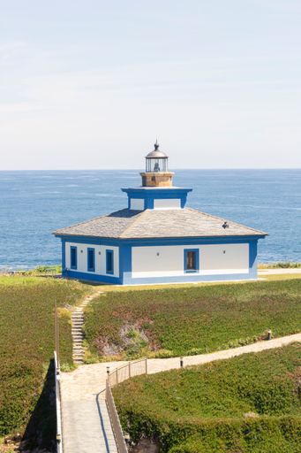 The beautiful Isla Pancha lighthouse in the town of Ribadeo, Galicia, Spain