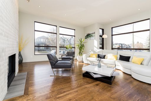 An interior shot of a modern house living room