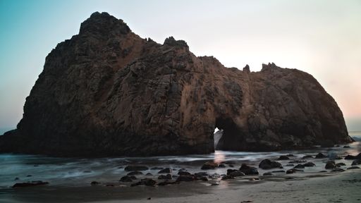 A beautiful view of the rocky cliff on the Pfeiffer Beach in California, USA