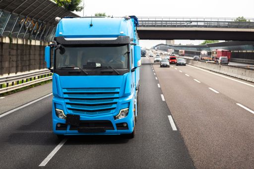 Long truck transportation logistics services themed photograph