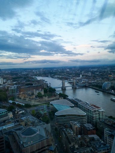 London, United Kingdom, an aerial view from the Sky Garden in the evening