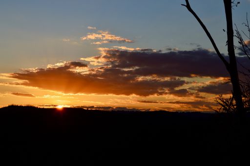 The sun sets near Lockleys Pylon at Leura in the Blue Mountains of Australia