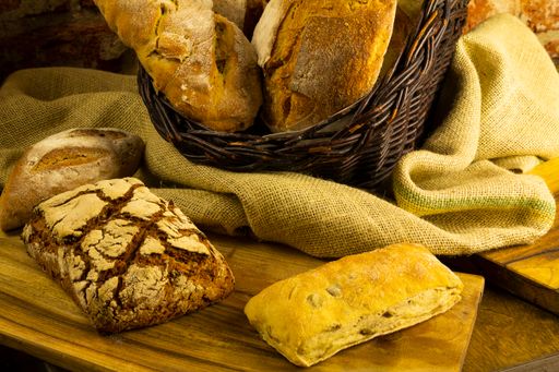 A closeup shot of fresh bread in a basket