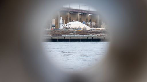 A distant DPW seen through a circular wall opening