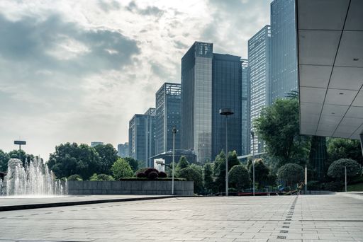 A beautiful view of a cityscape with modern skyscrapers
