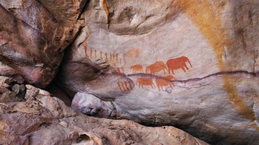 A close shot of bushman painting on a rock  in Cederberg mountain
