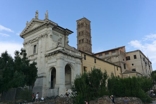 The Roman Catholic church situated next to the Roman Forum in  Rome, Italy