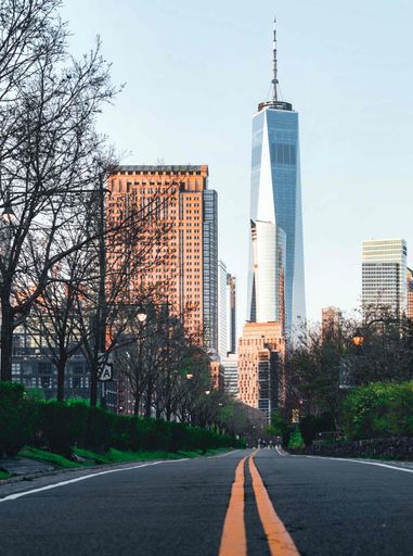 A vertical of the modern beautiful skyscrapers in the New York City, USA