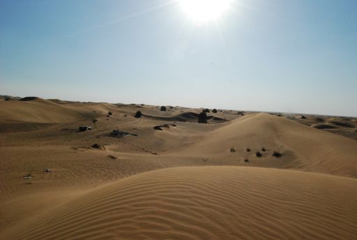 A sunny landscape of a hot sandy desert scenery