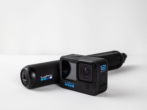 A GoPro Hero 12 Black, the latest durable, versatile action camera with high-quality video.