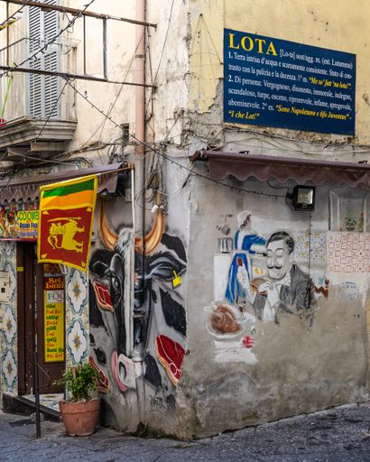 A vertical shot ofMurlas in Naples, Quartieri Spagnoli neighborhood, Italy