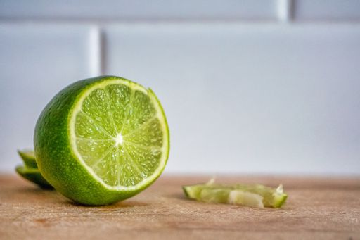 A selective focus closeup shot  of a cut lime