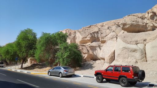 The location near Al Qarah Mountains, in Al Hofuf, Saudi Arabia during daylight