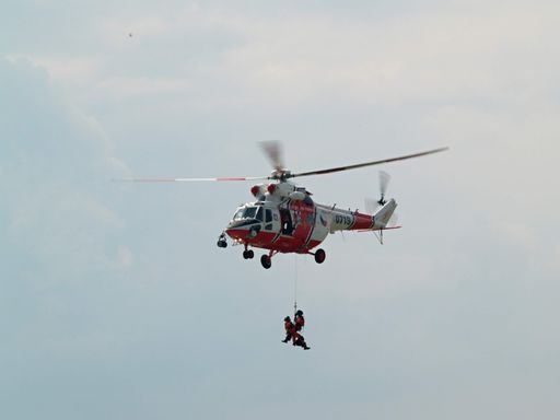 A twin-engine multipurpose helicopter, PZL W-3 Sokol in the sky