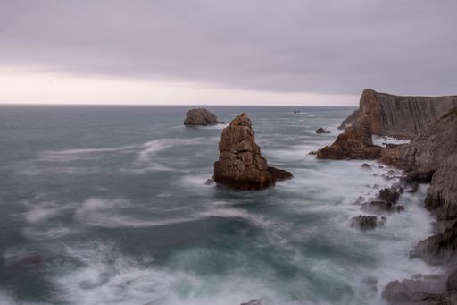 A picturesque seascape in Costa Quebrada Geological Park in Cantabria,Spain