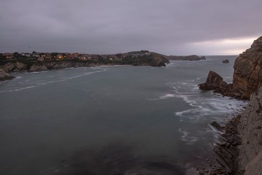 A picturesque seascape in Costa Quebrada Geological Park in Cantabria, Spain