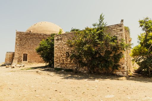 A close-up shot of Sultan Ibrahim mosque at the fortress of Rethymno in Crete, Greece