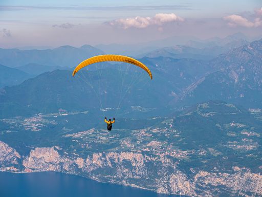 Paragliding Sport at the Monte Baldo Mountain in Italy