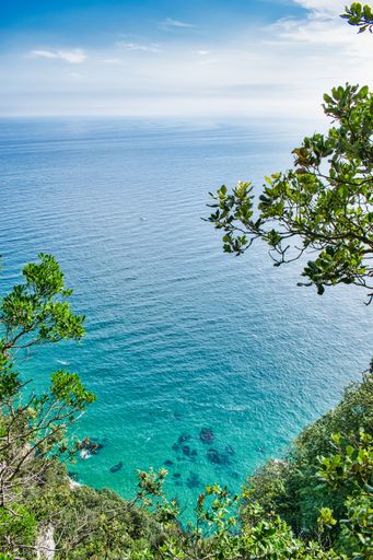 The Cantabrian Sea seen from Mount Buciero near the town of Santona, Spain