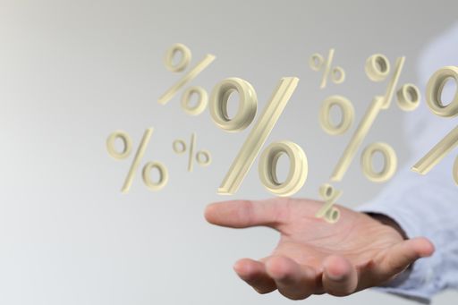 the male hands with 3D render of sales icons floating in the air