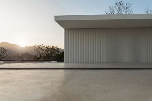 A shot of an empty marble ground on a modern building high floor with a copy space